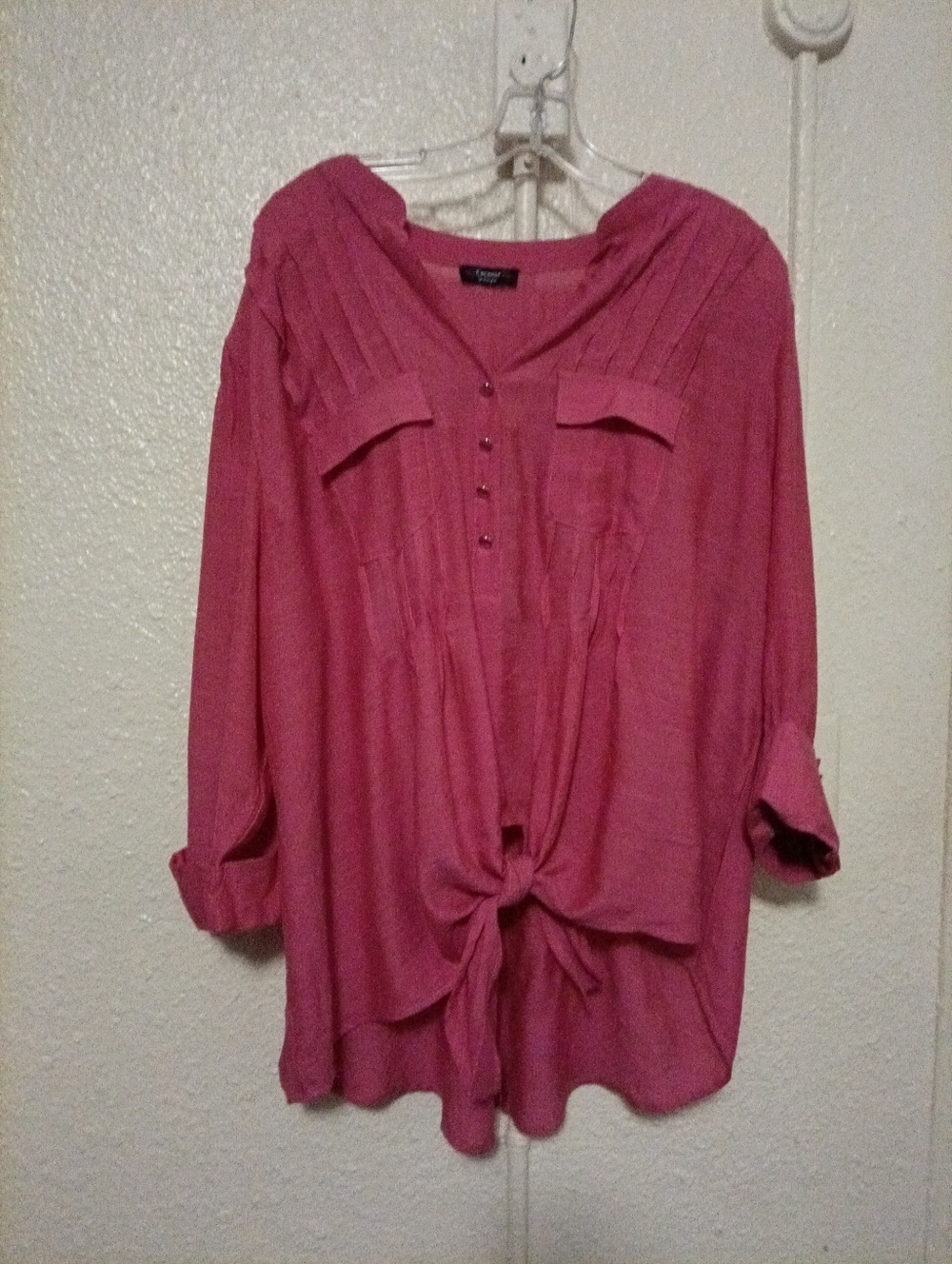 Cocomo Rose-Pink Button Front Tie-Hem Tunic